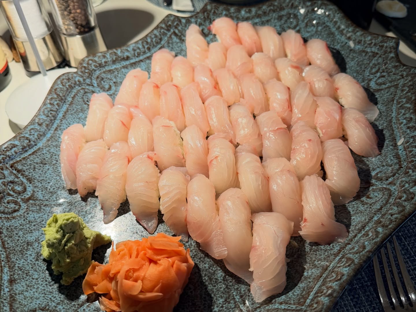 Cero mackerel nigiri platter at The Islander at Ocean Reef