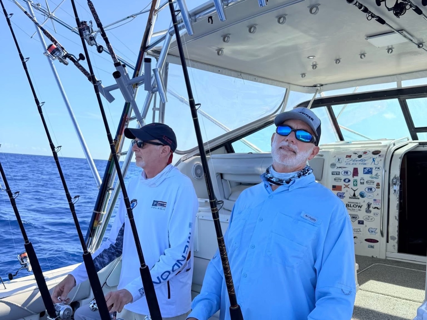 Chad and an angler scanning the spread