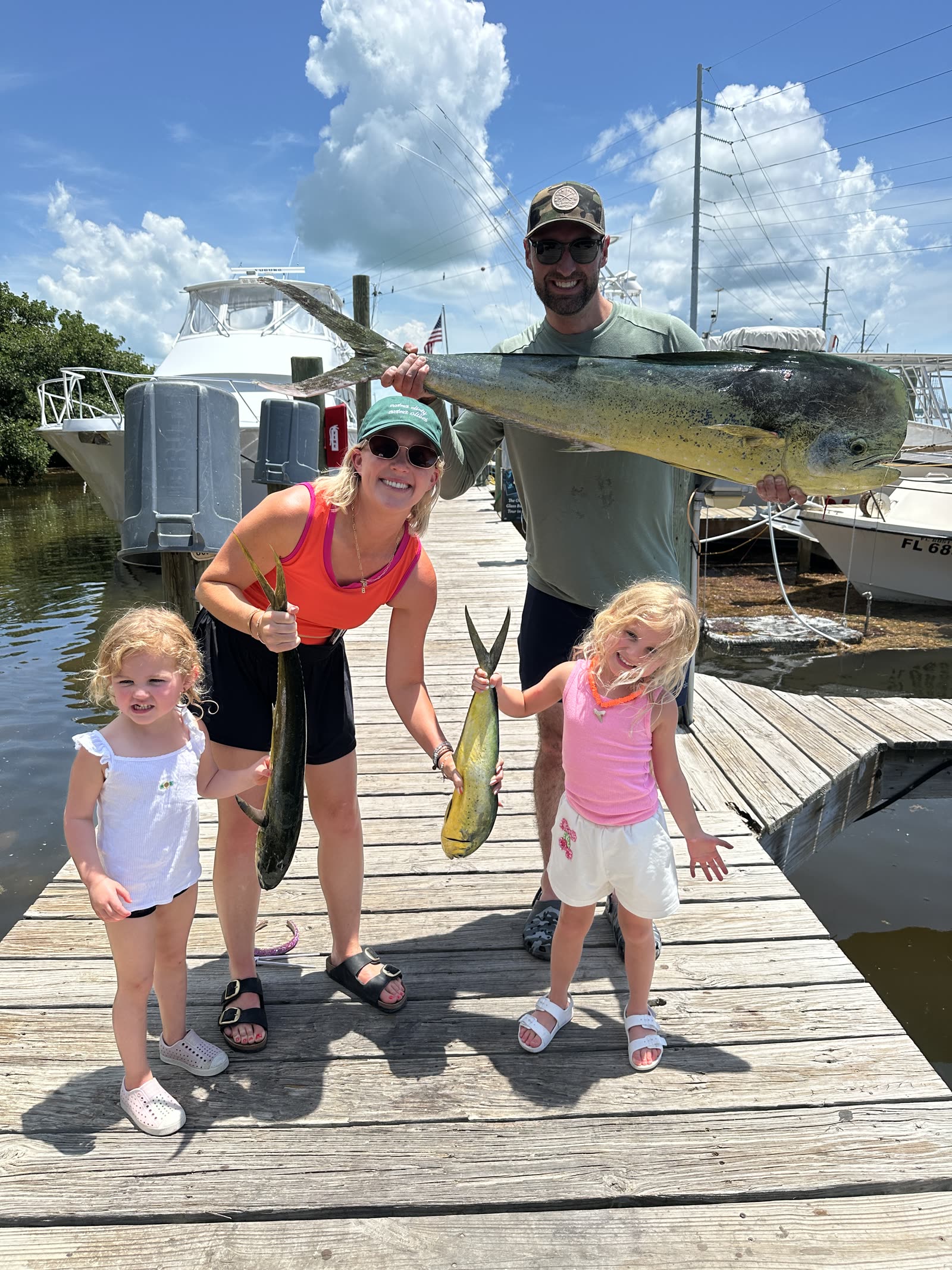 Back at the dock, the crew, the family, and dinner