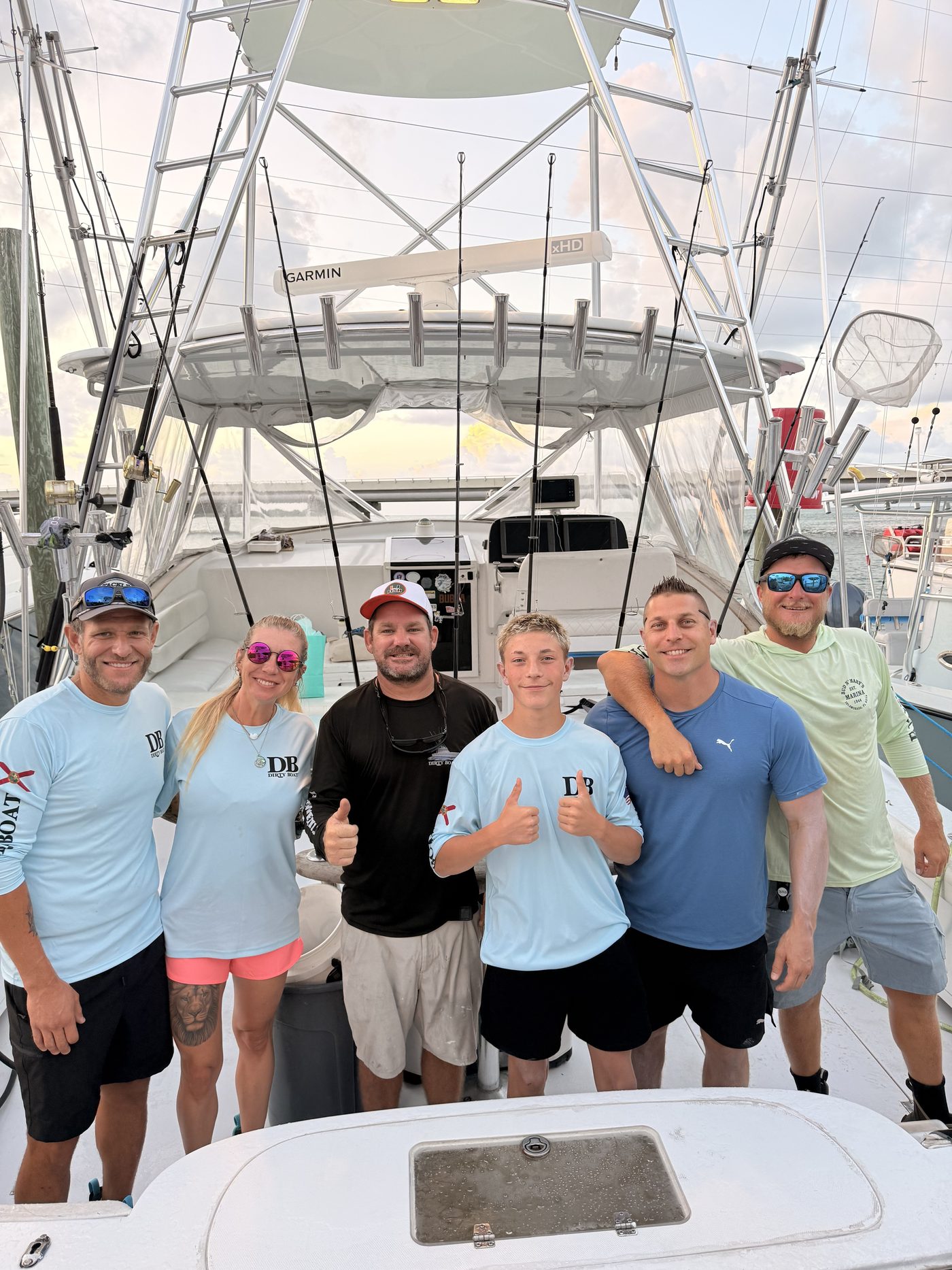 The Webb family and the crew at the dock before we ran out